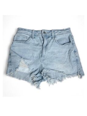 Hollister Ultra High Rise Mom Shorts Women W27/Size 3 light denim blue wash